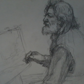 художник за работой 