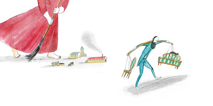 Иллюстрация к сказке Исаака Башевиса-Зингера "Уцл и его дочь Бедность" 