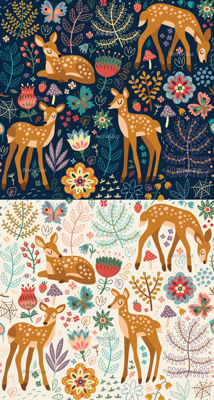 Лесной паттерн. Векторная иллюстрация.