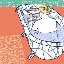 Открытка "Девушка в ванной"