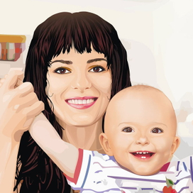 Векторный портрет сестрички с малышкой