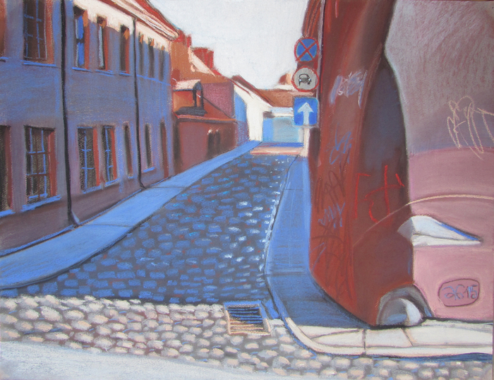Вильнюс. Тень. 2015. т.б., пастель, 50х65