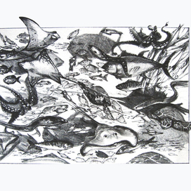 Иллюстрация к книге "Двадцать тысяч лье под водой"