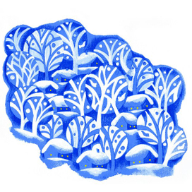 Иллюстрация к детским стихам Петра Синявского для книги "Родина" "Зима"