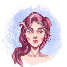 sketch of a green-eyed girl