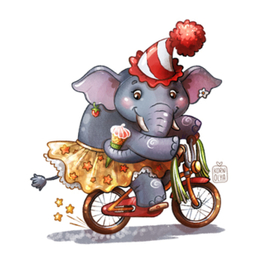 Слониха на велосипеде