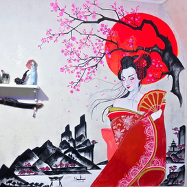 Роспись стены в игровой зоне 