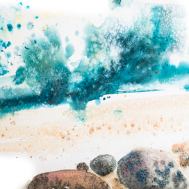 Океан. Акварель.