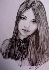 Художник Минайлюк Даниил -Портрет с фото - Девочка с Бантиком 