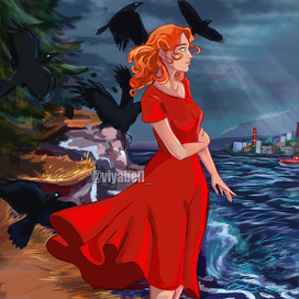 Девушка в красном платье