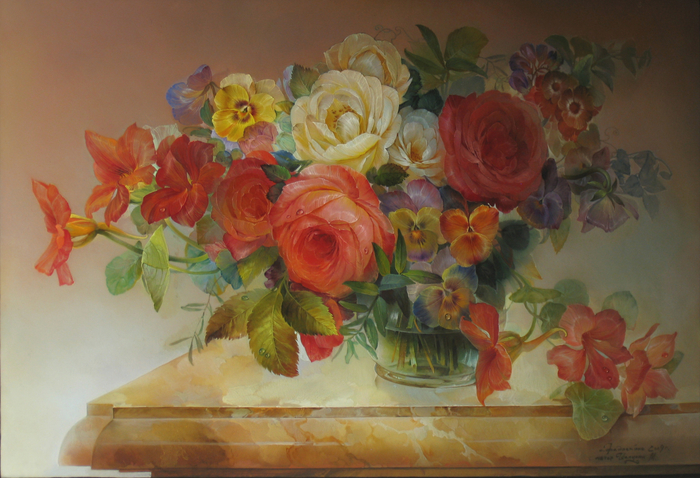 Розы и настурции