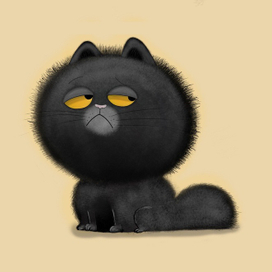 Грустный, чёрный кот 