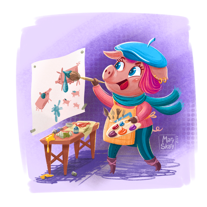 Хрюшка художница