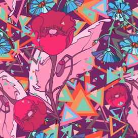 Бесшовная текстура с маками - 2