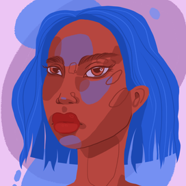 Девушка с синими волосами Арт