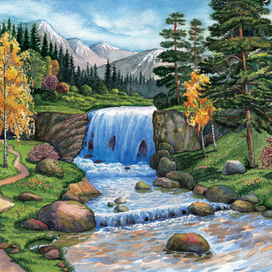 Пейзаж с водопадом 2