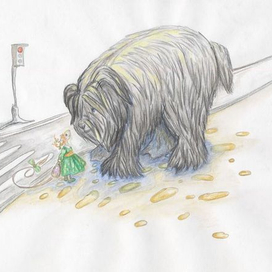 Мышка встречает большую собаку