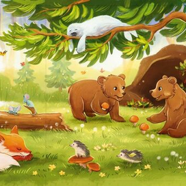 Фрагмент иллюстрации из детской книги о животных 