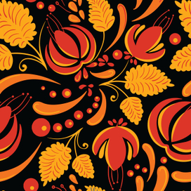 Бесшовный паттерн. Хохлома
