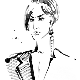 Девушка ч/б тушь