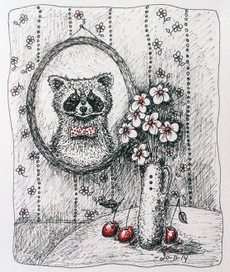 Портрет енотика в интерьере 