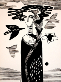 "Сум наодинці" (акварель, туш), 2012рік