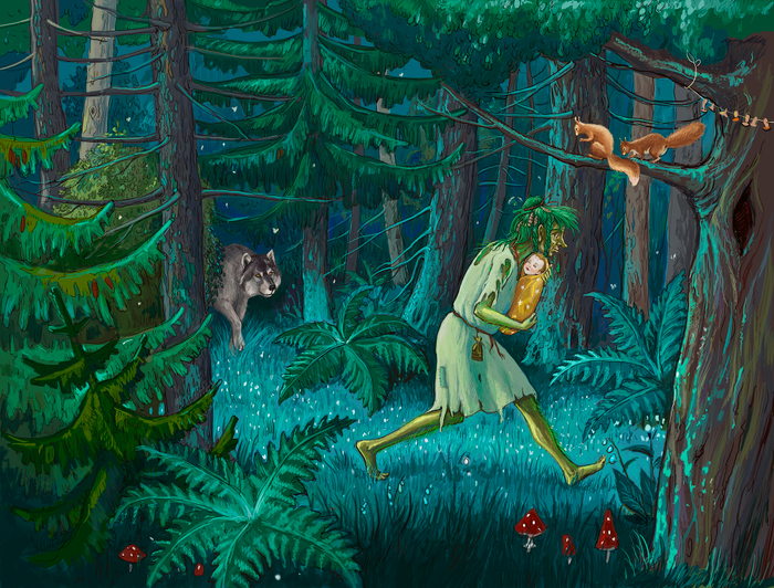 Кикимора, волк и белки.