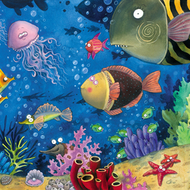 Форзац для книги про осьминожек.