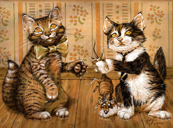 графическая серия «Кошки -Мышки».бумага, акварель, карандаш. 20х30 см