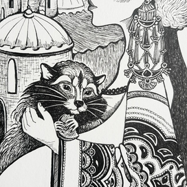 Девушка с енотом