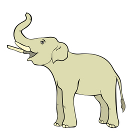 smiling the elephant sideways up the trunk  vector illustration