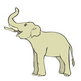 smiling the elephant sideways up the trunk  vector illustration