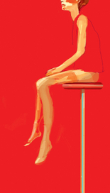 на высоком стуле