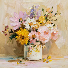 Цветы в вазе в стиле Ренуара