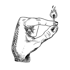 Векторная рука со спичкой