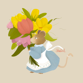 Mouse with flowers