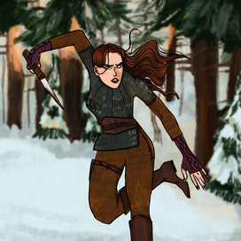 Воительница в зимнем лесу