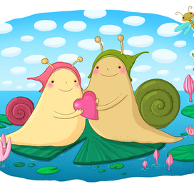 Открытка про улиток