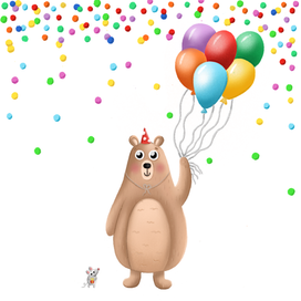 Мишка с шариками