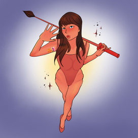 Девушка с большой кистью