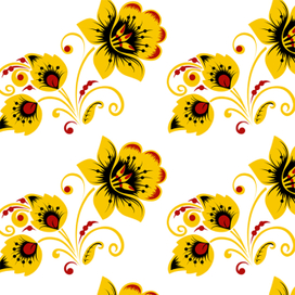 Хохлома на белом принт