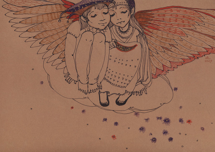 У птиц в облаках.