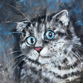 Портрет кота Картина маслом Кот Кошка Удивление Живопись акрилом