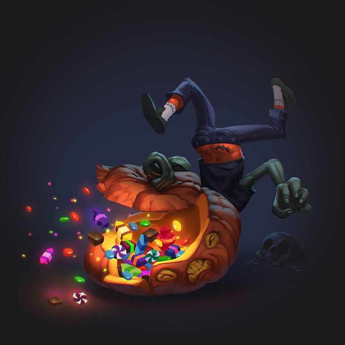 Тыквоголовый лошара рассыпал конфеты