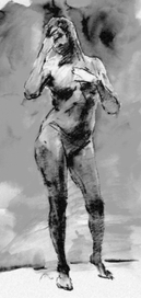Зарисовка женской обнаженной фигуры