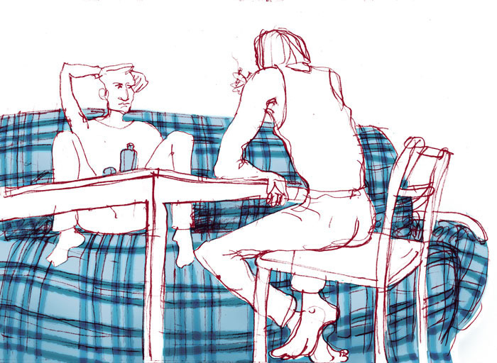 Синий диван