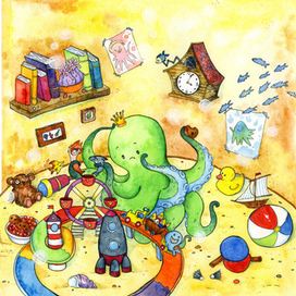 Разворот к книге "Принц Осьминожка находит друзей"