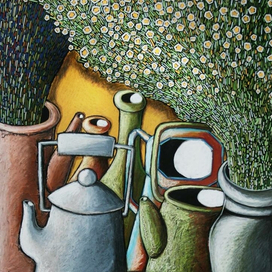 Вишинки ,ромашки ,чайники.