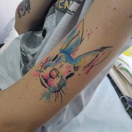 Татуировка акварельный кролик