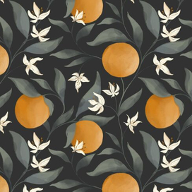 Апельсин на дереве. Цветы и листья